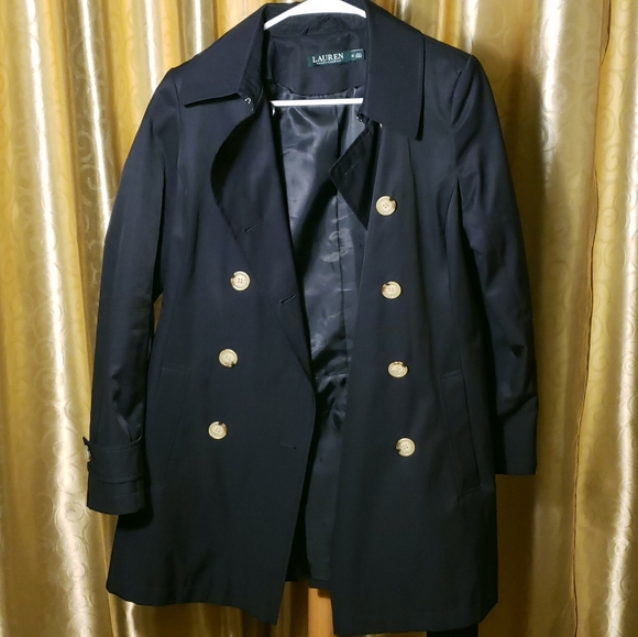 NWOT Lauren Ralph Lauren Navy Trench Coat - Picture 2 of 5